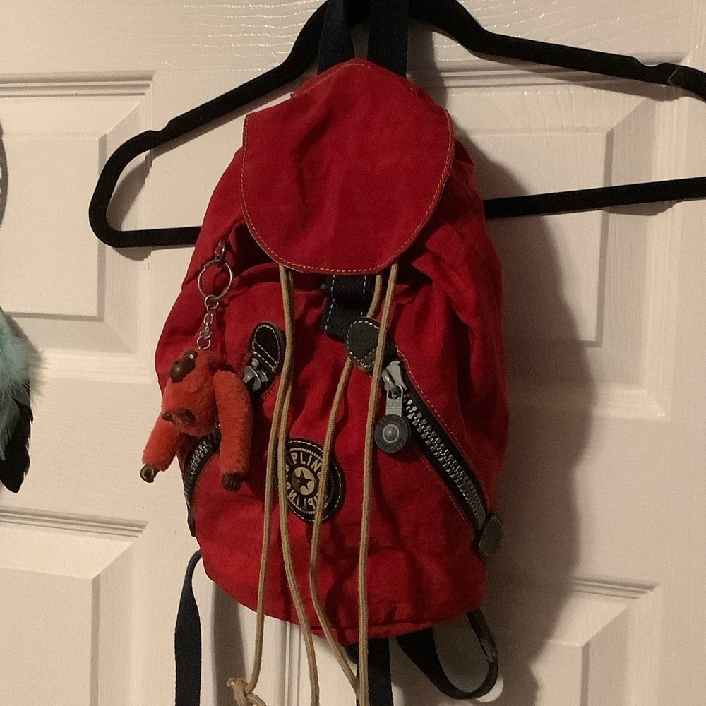 Kipling Scarlet Mini Backpack with monkey Camille Keychain